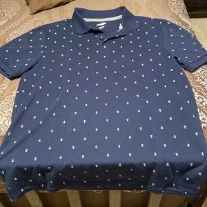 Old Navy men’s size small Polo, navy blue with white anchor pattern